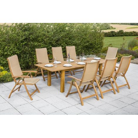 Capri Set 9tlg 8 Sessel Tisch 180(220/260)x100cm