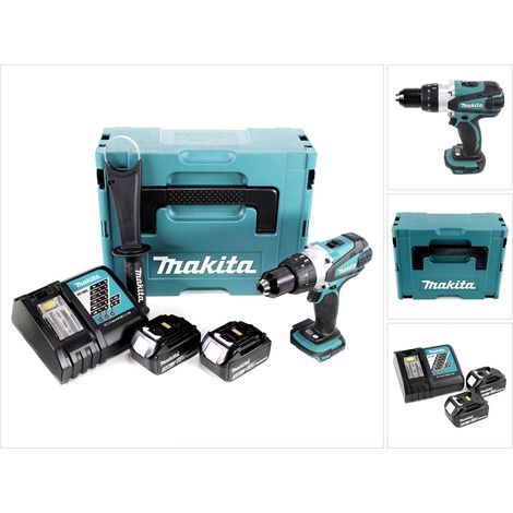 Taladro atornillador a batería Makita DDF 458 RFJ 18V 91 Nm en Makpac con 2 baterías de 3,0 Ah y cargador