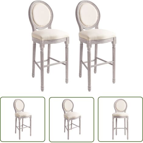 Furniture Limited - Tabourets de bar lot de 2 blanc lin (1/5)