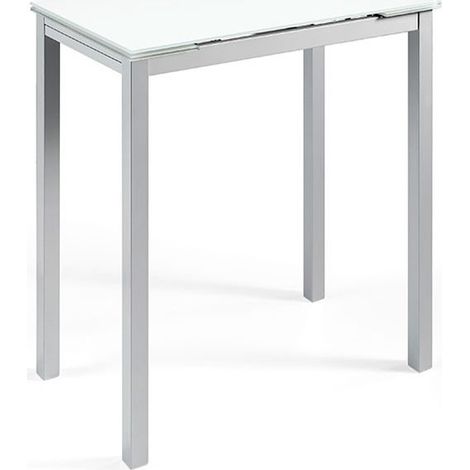 MOMMA HOME Mesa de Cocina ALTA Extensible - Modelo CALCUTA Alta - Material Cristal Templado/Metal - Medidas 140x60x95cm Color: White (1/3)