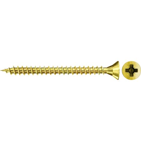 Fischer 1.000x Spanplattenschraube FSPII 3,5 x 12 mm Senkkopf gelbverzinkt Vollgewinde Kreuzschlitz PZ - 551083 (1/2)