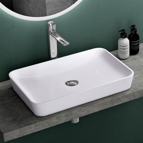 Mai & Mai Vasque à Poser Blanc Mat Rectangulaire Lavabo Salle de Bain Évier Lave Mains sans trop-Plein Col815 (1/5)
