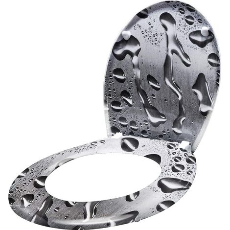 Abattant de toilette en MDF avec motif imprimé sur 3 côtés et fermeture amortie pour cuvette en forme de O (1/5)