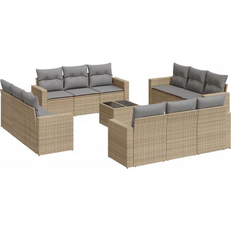 Maison Exclusive - 13-tlg. Garten-Sofagarnitur mit Kissen Beige P