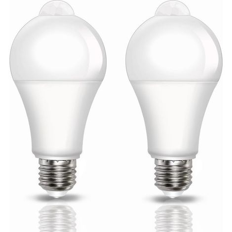 Ampoule Détecteur de Mouvement E27 9W, 800LM Blanc Froid 6000K Ampoule LED E27 Capteur PIR, Auto On/Off, pour Couloir, Escalier, Garage, AC 220V, 120 Degrees, Lot de 2 (1/5)