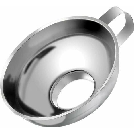 Marmeladentrichter aus Edelstahl, breite Öffnung, Trichter mit Griff für große Gläser, zum Umfüllen von Flüssigkeiten, flüssigen, trockenen Zutaten und Pulver, Silber, 14,8 cm (1/5)