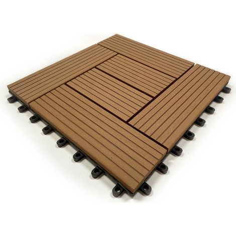Kit piastrelle da giardino legno in WPC da 30x30x2 cm