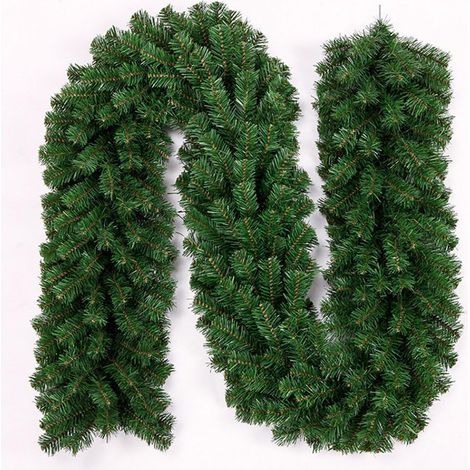 Décorations de Guirlande de Noël, 2,7 m (9 pi) Couronne de Noël Artificielle en Rotin pour Porte Principale, Guirlandes Pendue pour Cheminées, Escaliers, Décoration de la Maison, Ornement de Noël (1/5)