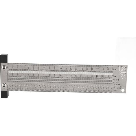 Équerre de traçage en T de 20 cm (8 pouces) en acier inoxydable avec crayon pour perceuse à colonne, idéale pour le travail du bois. (1/5)