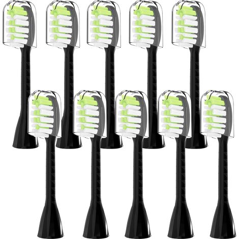 Lot de 10 têtes de brosse à dents électrique de rechange, compatibles avec Sonicare One HY1100, avec couvercle anti-poussière (Shadow Black, M) (1/5)