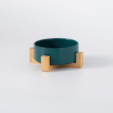Ensemble de Bols Céramique pour Chien et Chat avec Support, Bols Anti-Dérapants Modernes, Gamelle Nourriture et Eau pour Petit Animal - Vert (1/4)