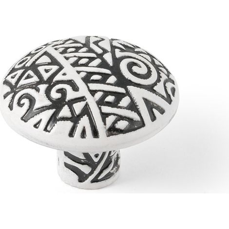 Pomo de zamak con acabado blanco, dimensiones: 35x35x27mm Ø: 35mm -