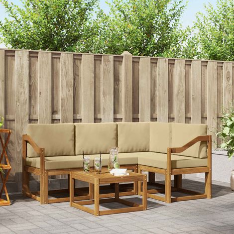 vidaXL Set di divani da esterno con cuscino 5 pcs Naturale e
