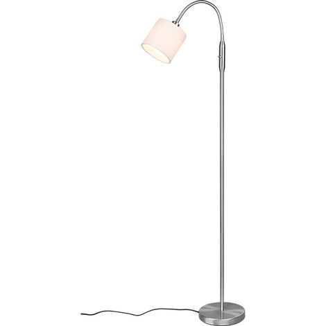 TOMMY PIANTANA ACCIAIO SATINATO FLESSIBILE CON PARALUME BIANCO H.130CM 1 LUCE ATTACCO E14 (1/4)