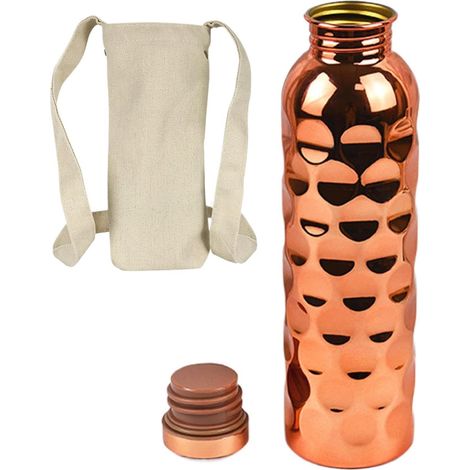 Gourde En Cuivre Grande Gourde Réutilisable En Cuivre Bouteille d'Eau De Sport 950 ml Pour Adultes Femmes Hommes Extérieur Gym Bureau Camping Pique-Nique Sport Yoga Course À Pied