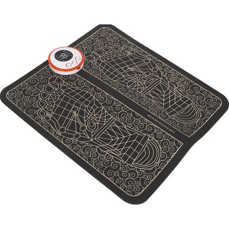 Tapis de massage électrique pour les pieds, écran LCD, cuir PU, 8 modes, 19 niveaux d'intensité, coussin de massage par acupression avec 2 électrodes incluses. (1/5)