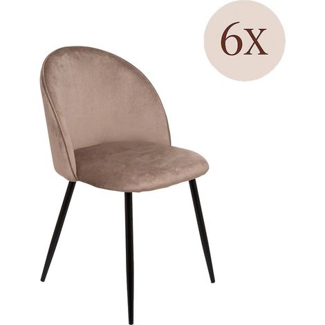 6er-Set Stinson-Stühle, Samtpolstersessel, gepolsterter Esszimmerstuhl, Konferenzstuhl, 51 x 54 x 82 cm, Taubengrau
