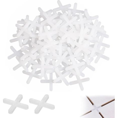 CCYKXA 500 Pieces Tile Spacers, 3mm White Tile Spacers, Cross Tile Spacers, Tile Spacers, for Wall and Floor Tiles (1/4)