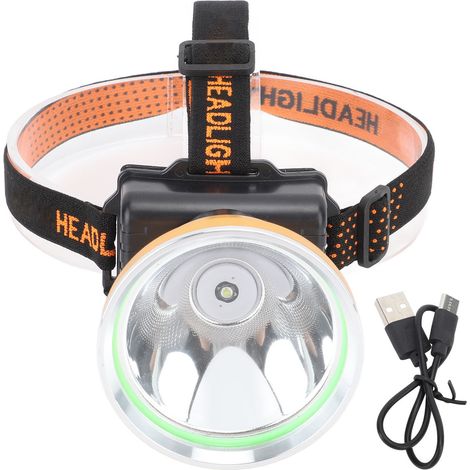 Lampe frontale LED en alliage d'aluminium rechargeable, super lumineuse, lampe torche blanche à fixation frontale pour randonnée, camping, pêche, couleur or (1/5)