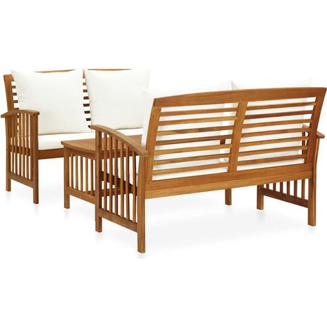 vidaXL Set Divani da Giardino 3 pz con Cuscini in Massello di