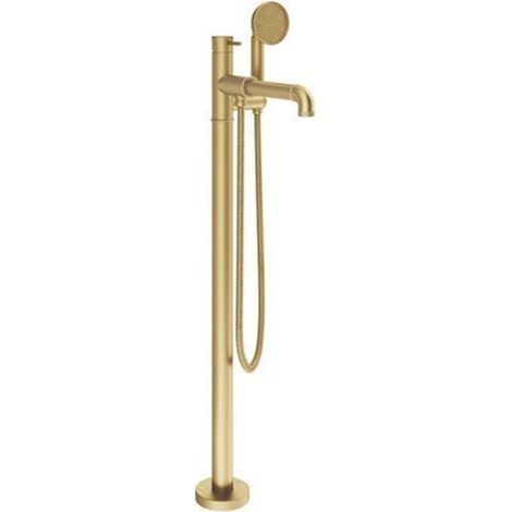 Crosswater MPRO Industrial Robinet baignoire sur pied - avec douchette ronde - laiton brossé non-laqué