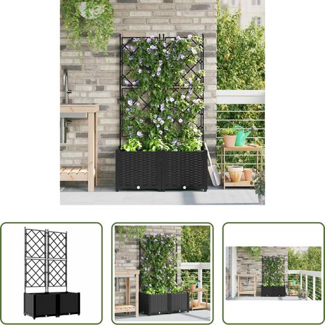 Stahl -  Garten-Pflanzgefäß 2 pcs Schwarz 80 x 40 x 143 cm Stahl (1/5)