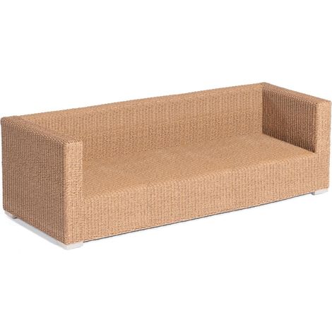 Lounge-3-Sitzer Sofa Residence PE-Kunsts toffgeflecht Hyazinthoptik Aluminium-Ges