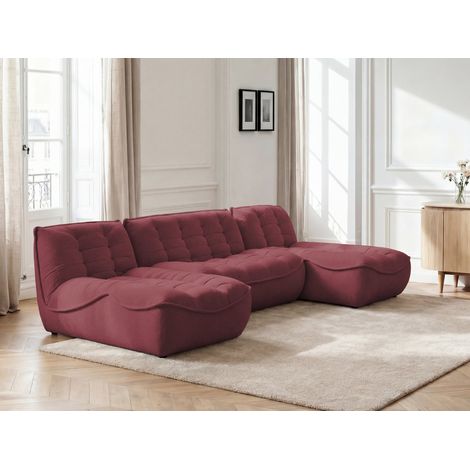 BOBOCHIC - Canapé panoramique fixe modulable SERENA tissu chiné Rouge (1/5)