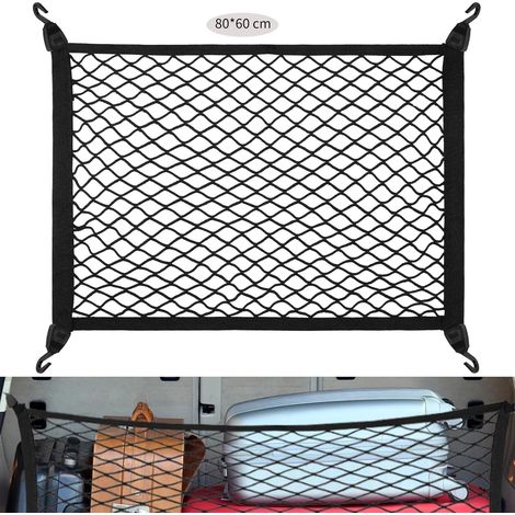 Filet à bagages Filet à bagages élastique universel pour la voiture, 80 x 60 cm, extensible à 160 x 120 cm, organisateur de toit (1/5)