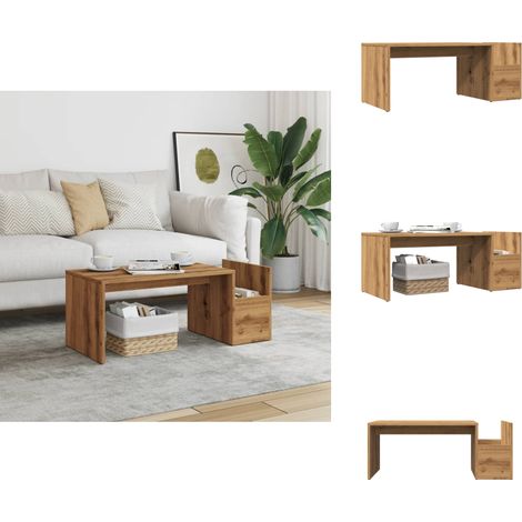 Table basse chêne artisanal 90x45x35 cm bois d'ingénierie - Table Basse - Tables Basses - Table D'appoint - Bout De Canapé (1/5)