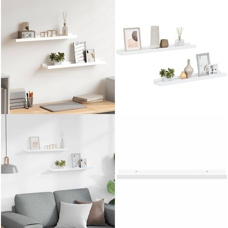 Étagères à rebord pour cadre photo 2 pcs Blanc 60x9x3 cm MDF - Étagères Murales - Étagères Déco - Rangement Mural - Décoration Murale - Cadres Photo - Home & Living (1/5)