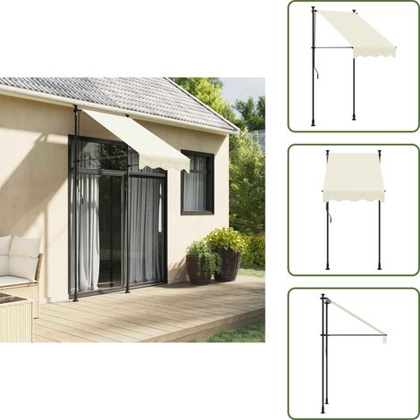Auvent de fenêtre - vidaXL Auvent rétractable crème 100x150 m tissu et acier - Auvent pour balcon (1/5)