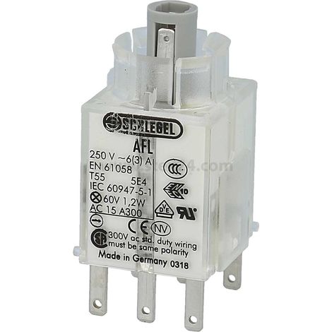 Georg Schlegel Émetteur de contact de commutation lumineux, 1NC + 1NO Contacteur AF, éclairé Connecteur plat 2,8 mm x 0,8 mm - 1 Stück