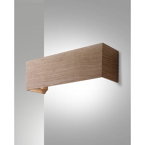 Lampada da Parete Badia in Metallo e Legno Quercia LED Integrato 16W 1940lm 3000K Warm White Design Moderno per Interni IP20 Classe 1