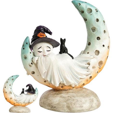 Figurine Fantôme Décorations Fantômes Mermaid Moon pour Halloween Sculpture Mignonne Déco Table Intérieur Extérieur Salon Chambre Pelouse Jardin Cimetière Fêtes (1/5)