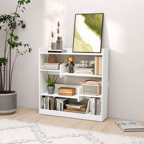 Bücherregal/Aufbewahrungseinheit, Maße: 90 x 24 x 91 cm (L x B x H), 4 Regalböden, 3 Rückwände, Spanplatte, Weiß