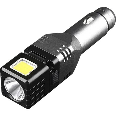 Chargeur de téléphone de voiture – Lampe torche LED haute luminosité 11 x 2,5 x 2,4 cm, lampe de poche double faisceau 12 V/24 V, ports d'extérieur, voyage, ordinateur portable, radio (1/5)