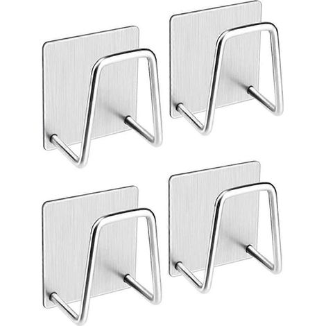 Abtropfgestell für Schwämme und Tücher ohne Perforation, Spülbecken-Aufbewahrungsgestell, 4-teilig, Abtropfgestell aus Edelstahl, wandmontierter Küchenorganizer, robuster Schwammhalter. (1/5)