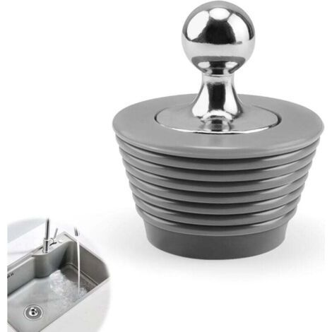 Bonde Baignoire, Conique Matériau en Silicone Bouchon Baignoire, Bouchon Silicone avec Poignée en Alliage de Zinc, Convient pour Baignoire, Évier de Cuisine (Gris) (1/4)
