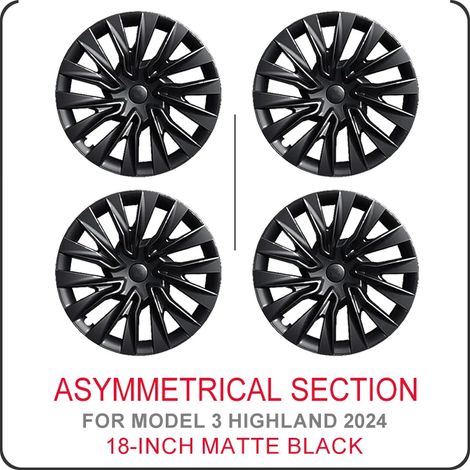 Radkappen, 18 Zoll Durchmesser, Turbinen-Design, mattschwarz, Tesla, Model 3 Highland