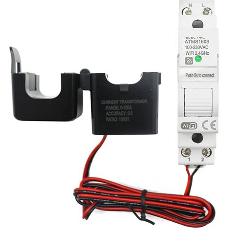 Moniteur d'énergie domestique intelligent Tuya Smart WiFi/Zigbee électricité KWH mètre Din Rail monophasé AC 50A 63A CT AC mètre App moniteur en temps réel puissance Moniteur d'électricité en temps ré (1/5)