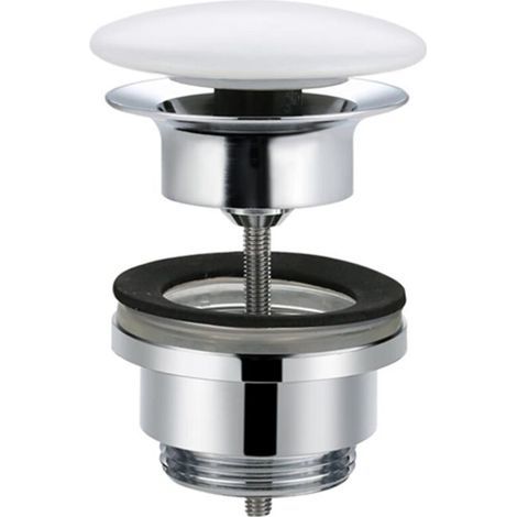 Bonde de Lavabo avec Bouchon de Vidange Pop-up pour Lavabo Blanc en Céramique et Cuivre (1/5)