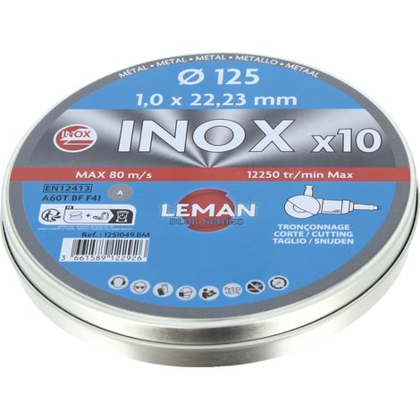 DISQUE TRONCON. INOX D125X1.0X22.23 F41 BOITE 10 - 1251049.BM - LEMAN