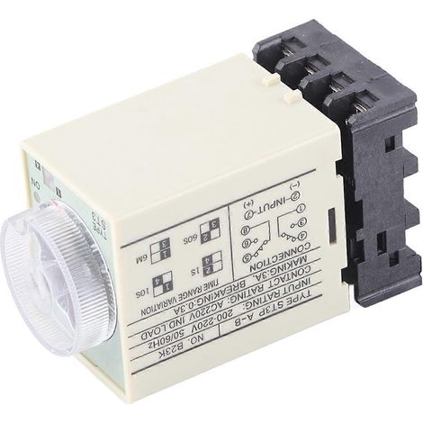 Relais temporisé à l'enclenchement ST3PA-B 0-10 s avec bouton rotatif et prise, 220 V CA