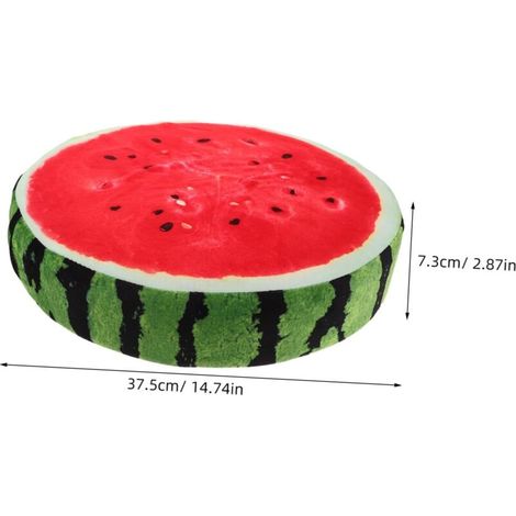 Cuscino a forma di anguria realistico e rimovibile, morbido e giocoso, decorazione originale per la cameretta dei bambini o il soggiorno, seduta versatile, accessorio divertente e colorato. (1/3)