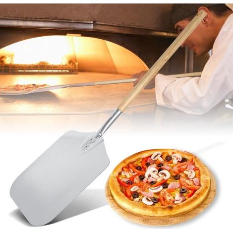 Pelle à Pizza avec Manche en Bois Pelle pour Four Pain en Alliage d\'aluminium Pelle pour Four à Pizza Pelle à Pizza Rectangulaire (1/4)