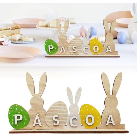 Decorazione Pasqua Coniglio – Figurina da Posare per Tavolo, Camera o Festa, Decorazione Primaverile e Regalo Pasquale C (1/3)