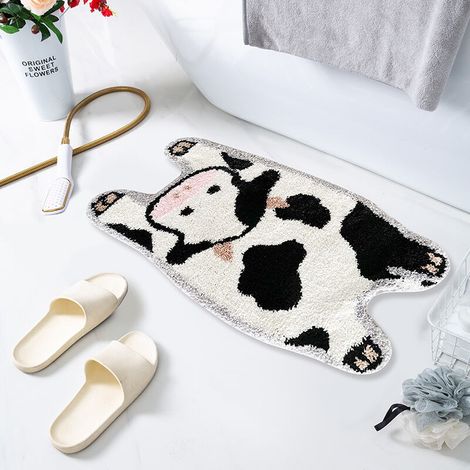 Tapis de bain antidérapant pour enfants – Motif mignon de vache, 90 x 44 cm, en mousse EVA souple et sécurisée, idéal pour salle de bain et douche (1/4)