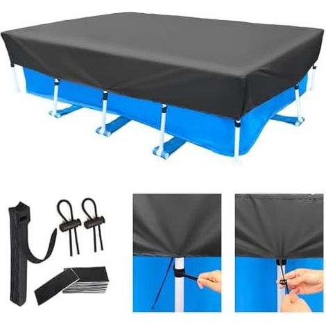 Rechteckige Poolabdeckung 450 x 220 cm (4,50 x 2,20 m) mit Kordelzug für Aufstellpools. Wasser- und staubdicht – 452 222 (Rechteckig) (1/5)