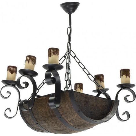 Suspension abrila Barril noir métal résine 47 cm